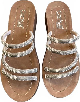 Corkys Footwear Womens Striptease Platform Sandal In Rhinestone