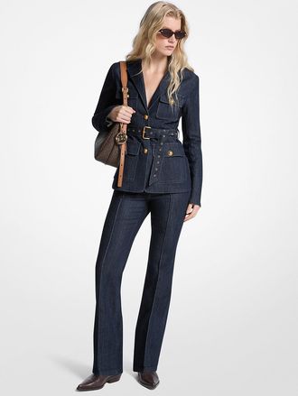 Michael Kors Belted Denim Blazer