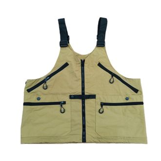 Generic Outdoor 2-in-1 Multifunctional Vest Bag, Men Women Utility Work Vest Backpack Multiple Pockets Lightweight Crossbody Travel Bag (Dark Khaki,Weighing 1