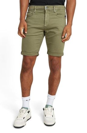 G-Star 3301 Slim Fit Denim Shorts in Faded Shamrock Gold at Nordstrom, Size 40