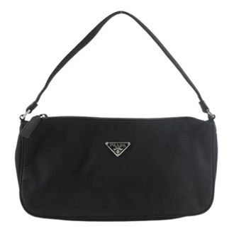 Prada Pre-owned Shoulder Bags, female, Black, Size: ONE SIZE Pre-owned Nylon Pouch