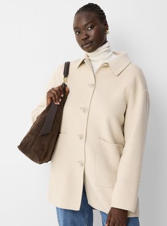 Contemporaine Womens Reprocessed wool felted shirt-collar jacket