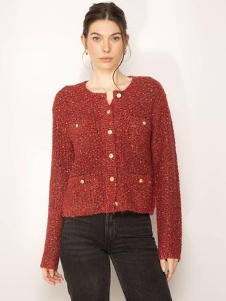 Central Park West Raya Chanel Cardigan in Red at Nordstrom, Size X-Small