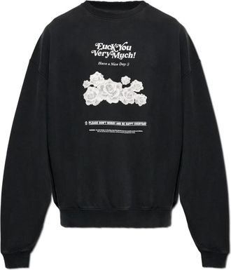 VETEMENTS Printed Sweatshirt - Dames - Sweatshirts - Zwart - L - Katoen - Hoodies & sweatvesten
