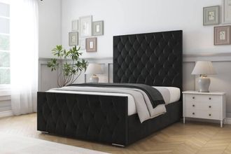Comfort Beds Florida Plush Bed Frame - 50 Upholstered Headboard in Black | Size: Single