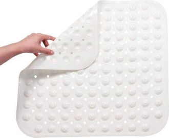 OEM Tappetino Da Bagno Antiscivolo, Quadrato, In Pvc Antimuffa Con Ventose, Antibatterico, Resistente, Massaggio Plantare, 48 X 48 Cm (bianco)