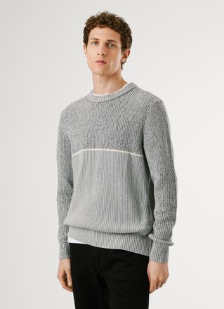 Pepe Jeans London Strickpullover PEPE JEANS PENN, Herren, Gr. XXL, grau (marl grau), Strick, Obermaterial: 100% Baumwolle, mehrfarbig, regular fit, Rundhals, Rippstrick