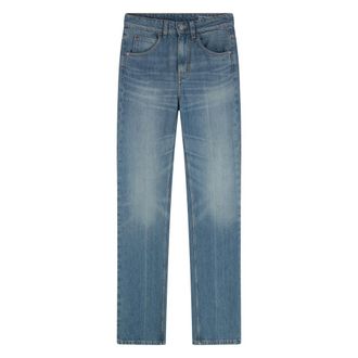 Victoria Beckham Straight Fit Jeans, female, Blue, W24, High-rise flared jeans with leather tag