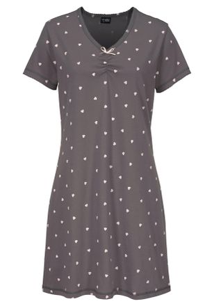 Vivance Nachthemd VIVANCE DREAMS, Damen, Gr. 40/42, N-Gr, lila (mauve), Single Jersey, Obermaterial: 100% Baumwolle, gemustert, bequem kurz, V-Ausschnitt, ein