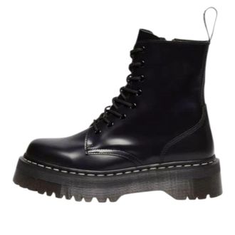 Dr. Martens Jadon White Stitch Smooth Platform Boots Black 32196001