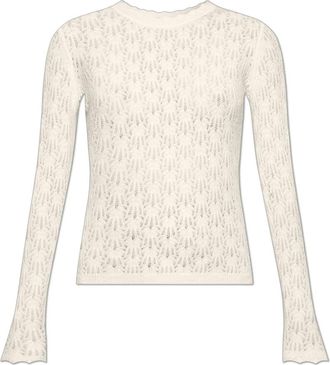 Isabel Marant Obeline Sweater - Dames - Ronde hals truien - Beige - M - Leer - Truien & Vesten