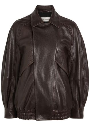 Nour Hammour Rafe Grained Leather Jacket - Dark Brown - S (UK8-10 / S)