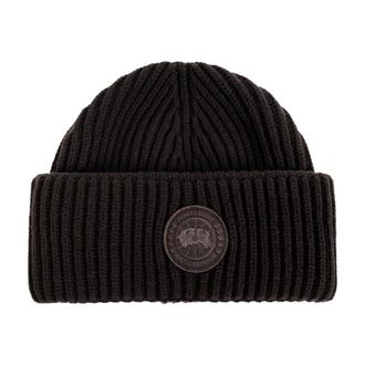 Canada Goose Accessoires, unisex, Bruin, ONE Size, Wol, Wool Beanie met Logopatch