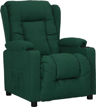 vidaXL Sill&oacute;n Reclinable De Tela Verde Oscuro Vidaxl