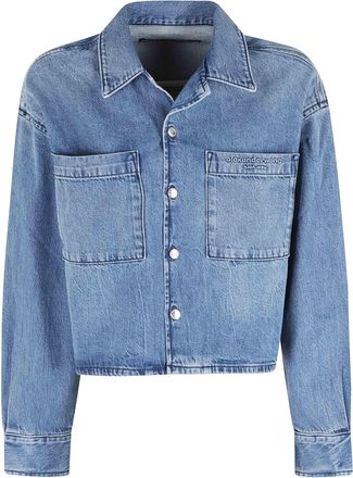 Alexander Wang Denim Blue Cropped Long-Sleeve Cotton Denim Jacket