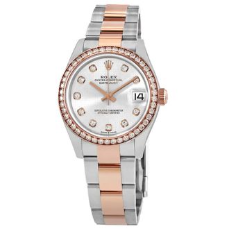 Rolex Datejust 31 Silver Diamond Dial Automatic Ladies Steel and 18kt Everose Gold Oyster Watch 278381SDO