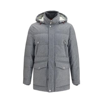 Brunello Cucinelli Gray Wool Oves Aries Full-Length Mens Jacket