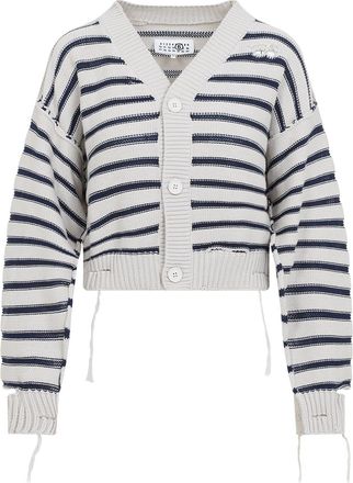 Maison Margiela Chalk White Cotton Cardigan-Donna