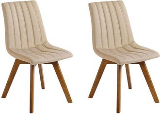 Beliani Beliani - Set di 2 Sedie da Pranzo Gambe in Legno e Tessuto Beige Calgary