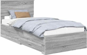 vidaXL Estructura De Cama Gris Sonoma 90 X 200 Cm Madera De Ingenier&iacute;a Vidaxl