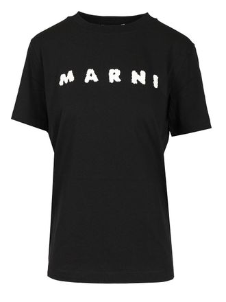 Marni Scribbled Logo T-Shirt Nero-Donna