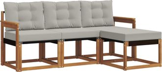 vidaXL Conjunto De Sof&aacute;s De Exterior 4 Uds. Gris Natural Y Claro Vidaxl