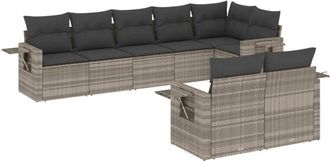 vidaXL Vidaxl - Set De Sof&aacute;s De Jard&iacute;n 8 Pzas Y Cojines Rat&aacute;n Sint&eacute;tico Gris