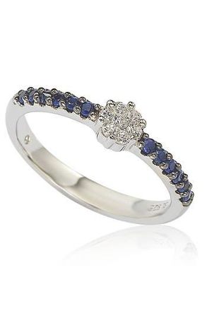 Suzy Levian Sterling Silver Pav&eacute; White & Blue Cubic Zirconia Ring at Nordstrom Rack, Size 8