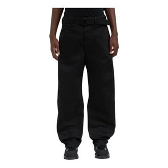 Christophe Lemaire Loose-fit Jeans, male, Black, Size: M Twisted Belted Pants