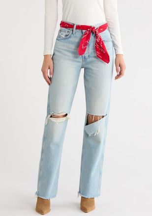 Re/Done 90s High Waist Ripped Jeans with Bandana Belt in Silver Springs at Nordstrom, Size 25