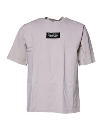 Dolce & Gabbana Mens Beige Dg Logo Crew Neck Short Sleeves T-Shirt Cotton Nylon Elastane