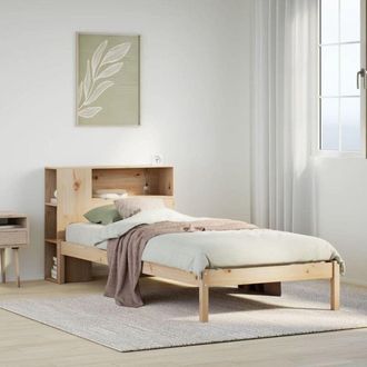 vidaXL Cama Con Estanter&iacute;a Sin Colch&oacute;n Madera Maciza De Pino 90x200 Cm Vidaxl