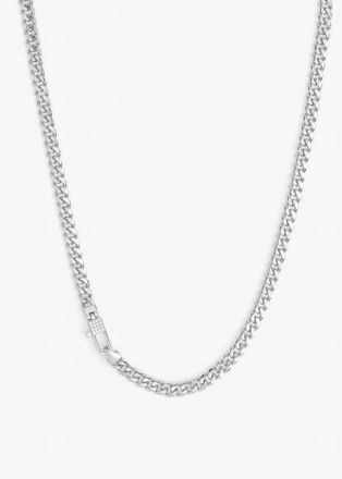 Melinda Maria Womens Julian Pav&eacute; Lock Necklace - 5Mm In Silver/white