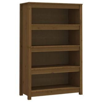 Berkfield Home Book Cabinet Honey Brown 80x35x126 cm Solid Wood Pine | Size: 80 x 35 x 126 cm