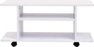 HOMCOM TV Stand Bookshelf Cabinet Modern 3 Tier shelf Storage Shelves Table Wheels in White - Home Living | TJ Hughes
