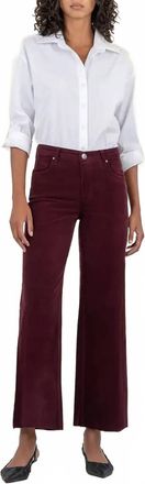 Kut from the Kloth Meg High Rise Fab Ab Wide Leg Corduroy Pants In Dark Plum