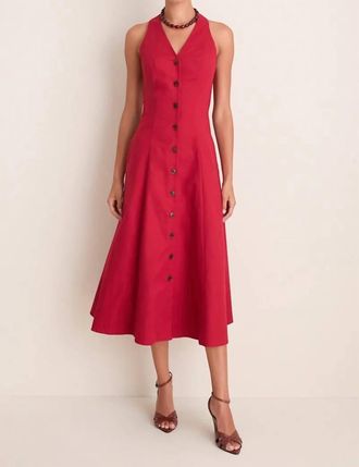 Emerson Fry Organic Cafe Midi Dress In Lipstick