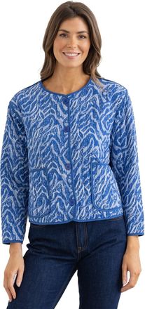 Klass Printed Lightweight Quilted Boxy Jacket - BLUE/ZEBRA - 16