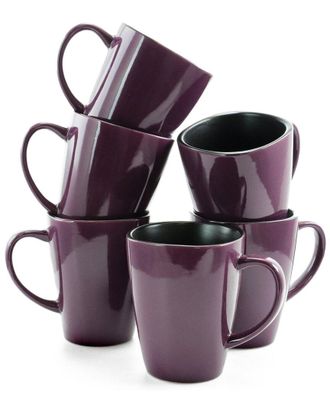 Elama Set of 6 Mulberry Stoneware Mugs