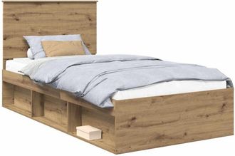 vidaXL Estructura De Cama Con Cabecera Roble Artesanal 100 X 200 Cm Vidaxl