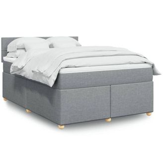 vidaXL Vidaxl - Cama Box Spring Con Colch&oacute;n Tela Gris Claro 140x190 Cm