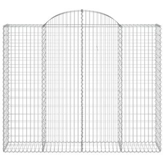 Berkfield Home Decorative Arched Gabion Basket 200x50x160/180 cm Galvanised Iron in Silver