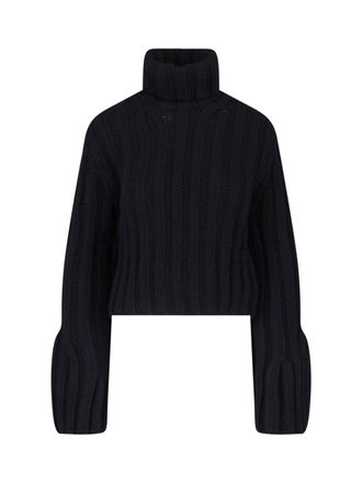 Khaite Kelly Cropped Turtleneck Cashmere Sweater