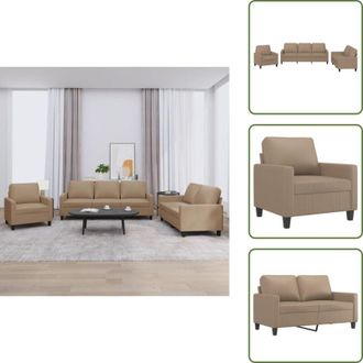 vidaXL The Living Store Set di Divani 3 pz con Cuscini cappuccino in Similpelle - Divano cappuccino