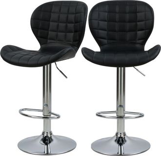 Rendez-Vous D&eacute;co Rendez-vous D&eacute;co - Set De 2 Sillas De Bar Ajustables 53/74 Cm En Piel Sint&eacute;tica Negra - Mazzia