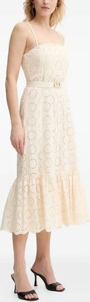 Twin-Set Midi-jurk met borduurwerk - Beige