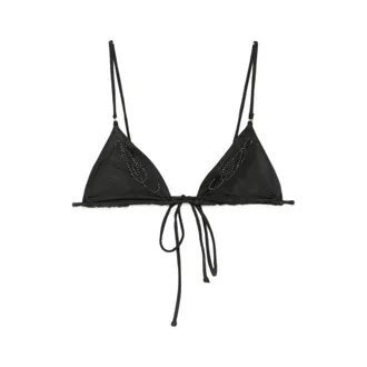 Frankies Bikinis Beaded Triangle Bikini Top - female - Frankies Bikinis - Bikinis - Black - S - Swimwear