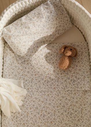 Mango Set lenzuolo superiore e cuscino mini culla stampa beige - Home - 75x100cm - MANGO HOME