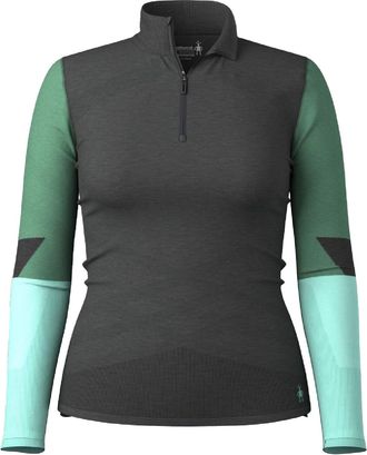 Smartwool Womens Intraknit Thermal Merino Colorblock Quarter-Zip Base Layer Top Gray XS