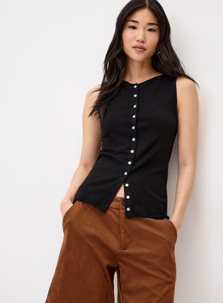 Twik Womens Fine knit buttoned sweater vest